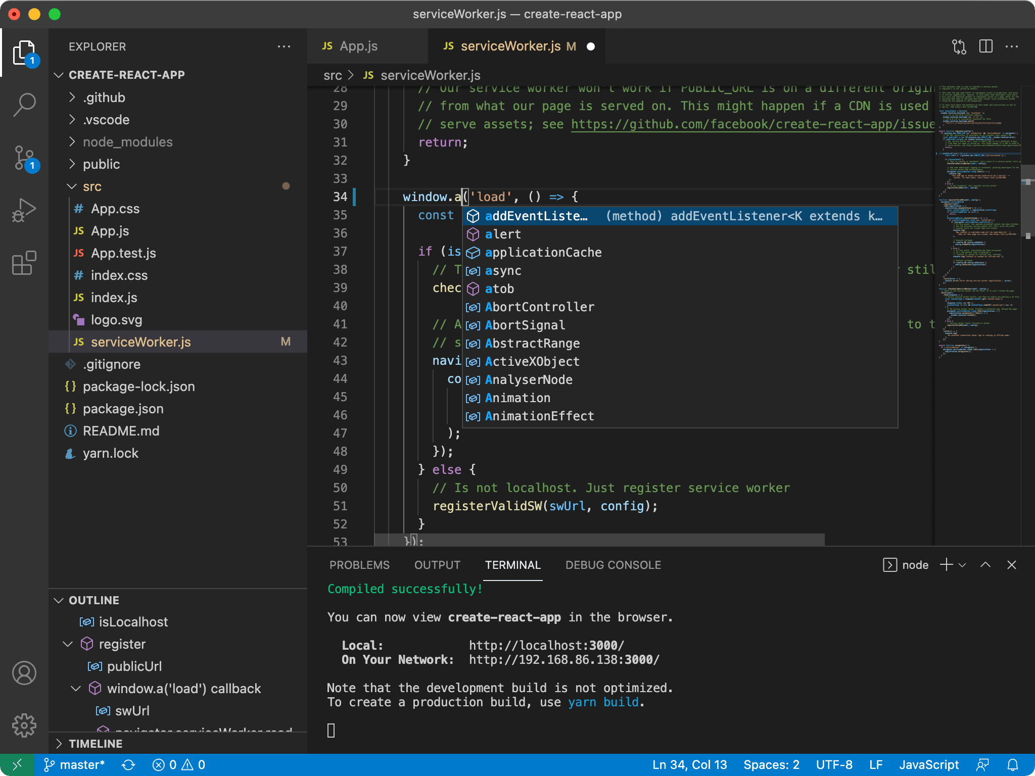 Editor de código VS Code en modo oscuro mostrando praxtica